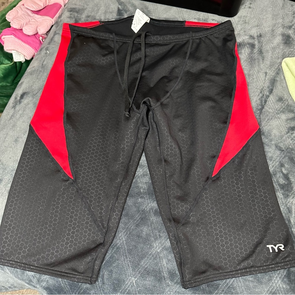 NWOT - TYR Black and Red Performance Swim Jammers 36